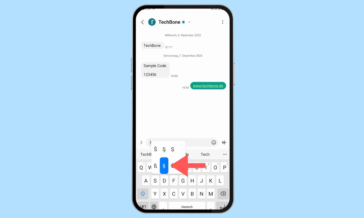 Samsung: Paragraphenzeichen auf der Samsung-Tastatur eingeben